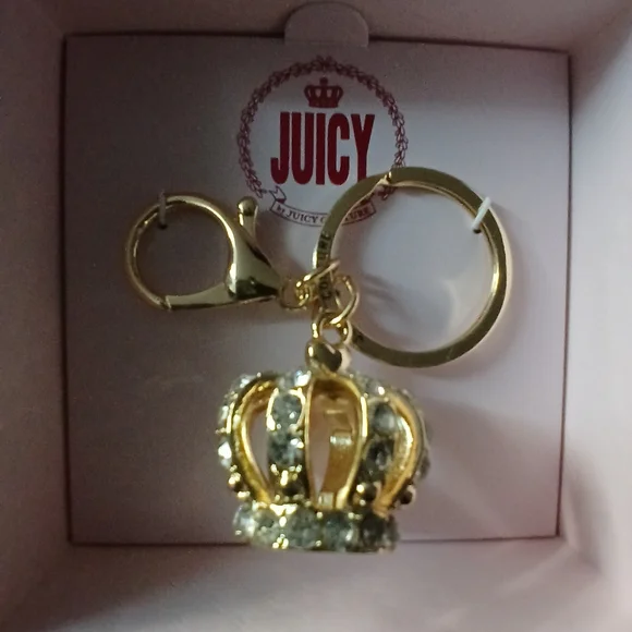 Juicy By Juicy Couture Gold Tone Crown Key Chain - Picture 4 of 12